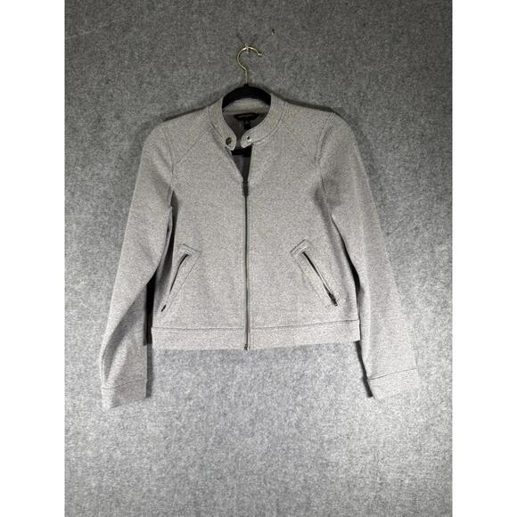 Banana Republic Womens Jacket Small Gray Full Zip Knit Moto Style - Picture 1 of 6